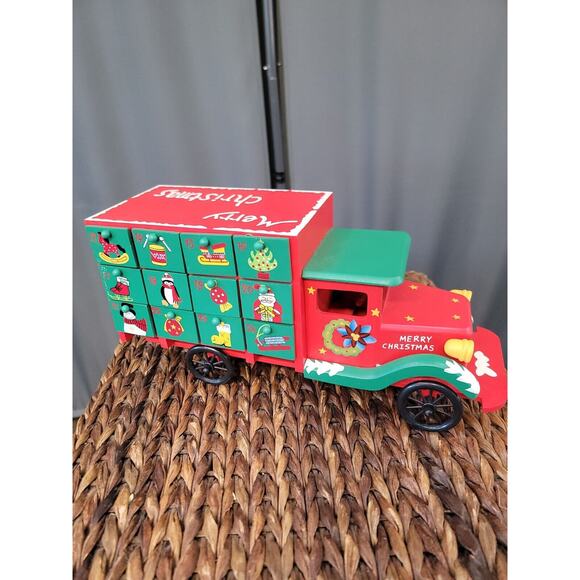 Northlight 14" Children's Advent Calendar Red Storage Truck Christmas Decoration - Picture 1 of 16